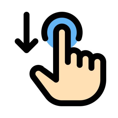 Dokunun, tutun ve renkli vektör simgesi aşağı kaydırma