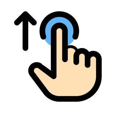 Dokunun, basılı tutun ve yukarı, renkli vektör simgesi ilerleyin