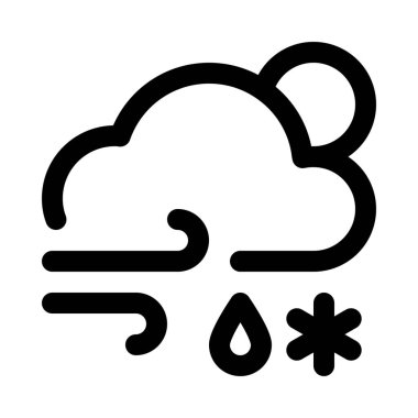 Rüzgarlı hava işareti, siyah ve beyaz vektör çizim