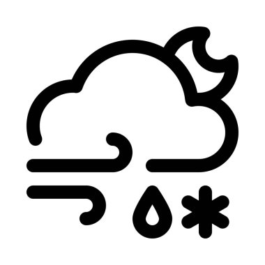 Rüzgarlı hava işareti, siyah ve beyaz vektör çizim