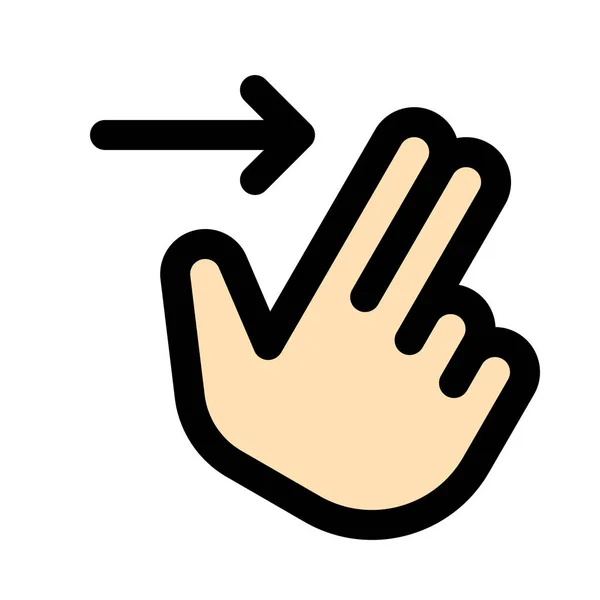 Δεξιά Σύρετε Δύο Δάχτυλα Πολύχρωμο Διάνυσμα Εικονίδιο — Διανυσματικό Αρχείο