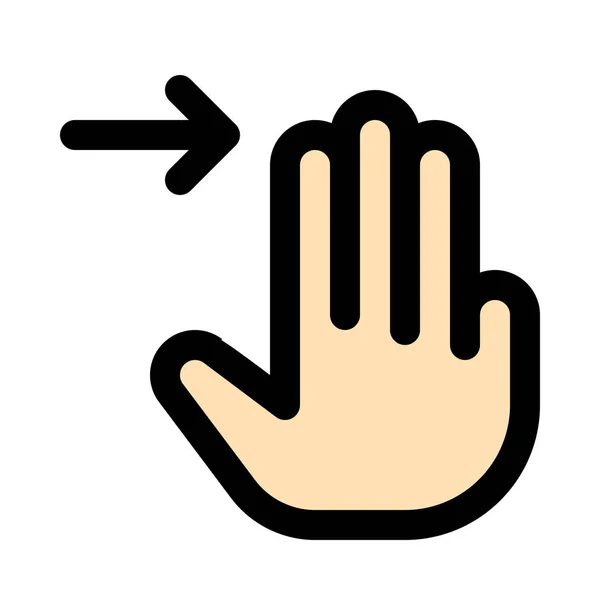 Drie Vinger Rechts Vegen Kleurrijke Vector Pictogram — Stockvector