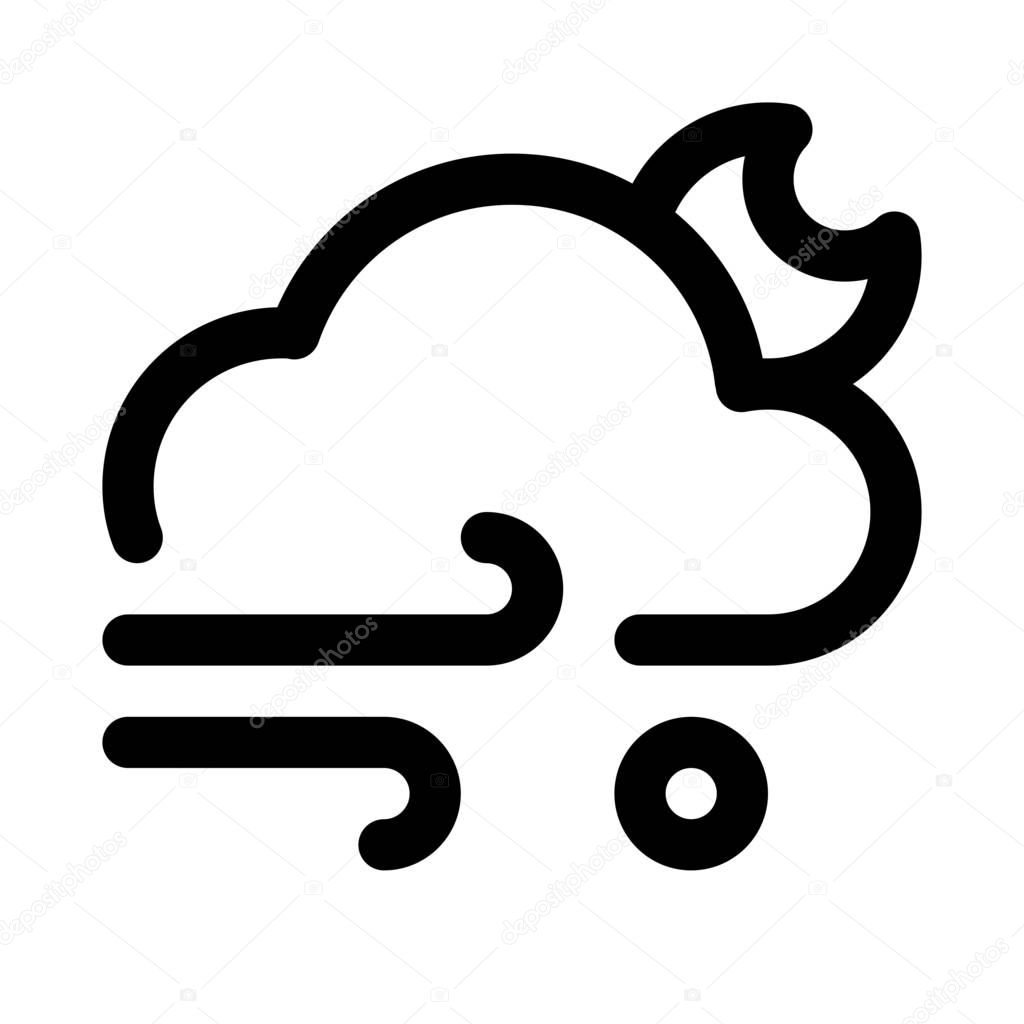 Windy weather sign, black and white vector illustration