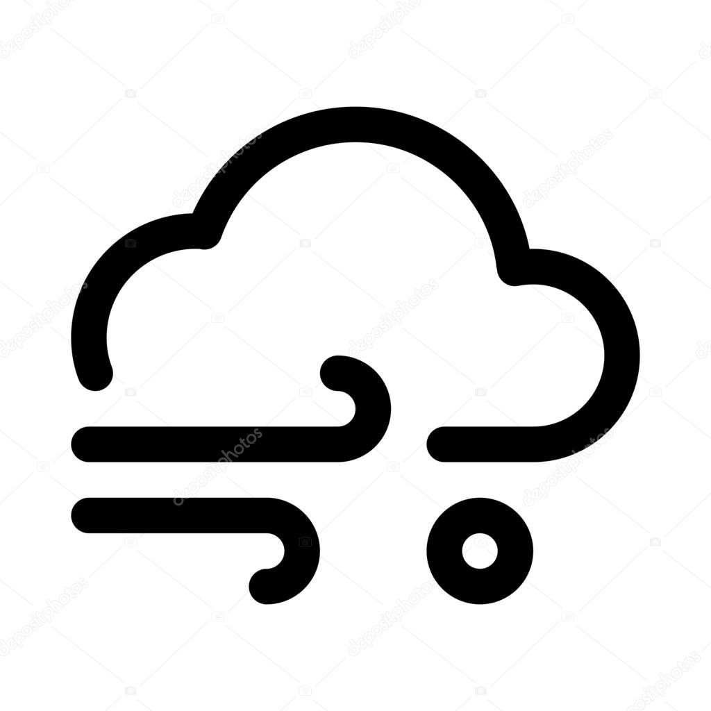 Windy weather sign, black and white vector illustration