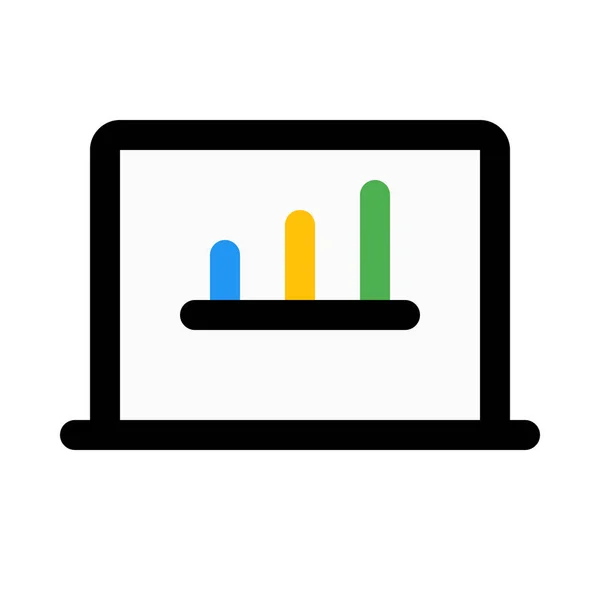 Laptop Graf Rapport Färgglada Vektorillustration — Stock vektor