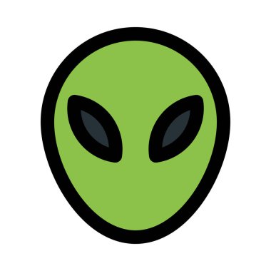 Uzaylı yüz emoji, renkli vektör çizim