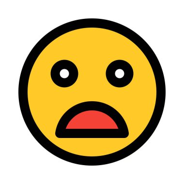 Istıraplı açık ağız emoji, renkli vektör çizim