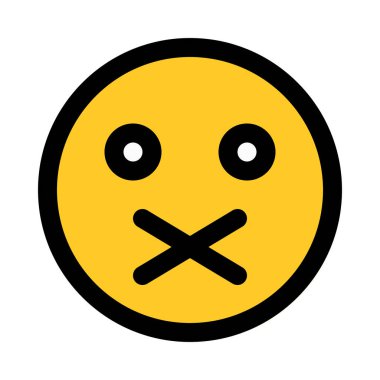 Kapalı ağız emoji, renkli vektör çizim