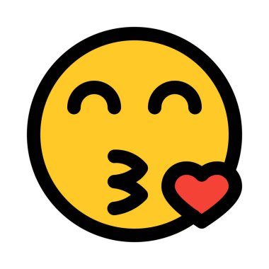 Emoji üfleme bir öpücük, renkli vektör çizim