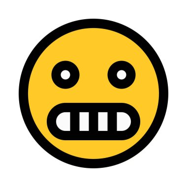 Yüz buruşturma dişleri bared ifade, renkli vektör çizim