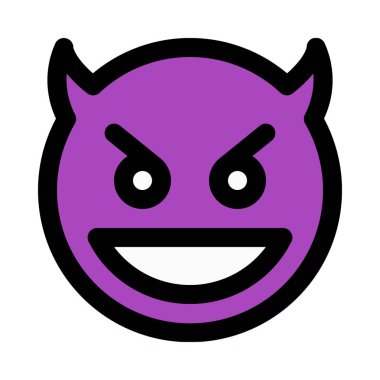Sırıtan şeytan emoji, renkli vektör çizim