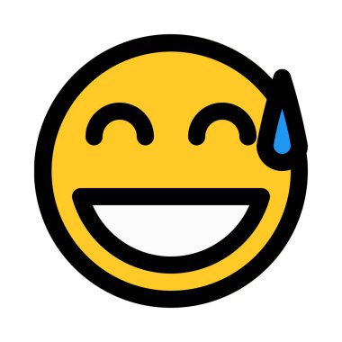 Sırıtan emoji soğuk ter, renkli vektör çizim ile
