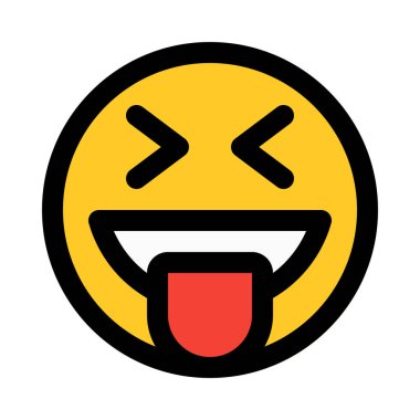 Dil ile mutlu emoji şaşırıp kalmış dışarı, renkli vektör çizim