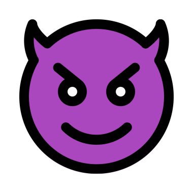 Mutlu şeytan emoji, renkli vektör çizim