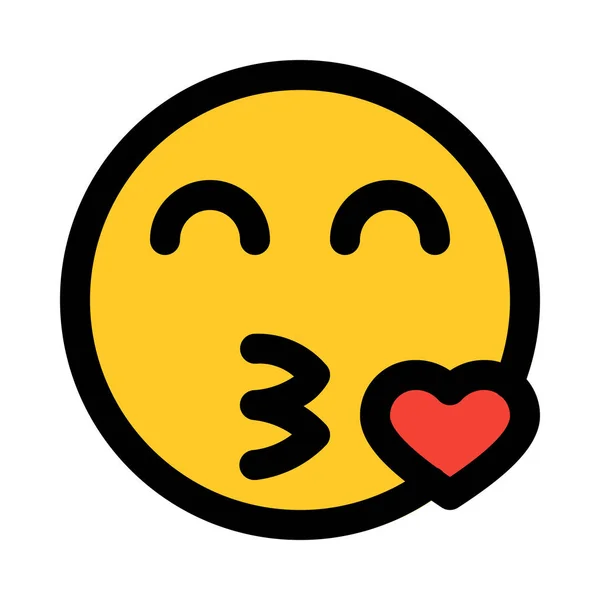 Emoji Soprando Beijo Ilustração Vetorial Colorido — Vetor de Stock