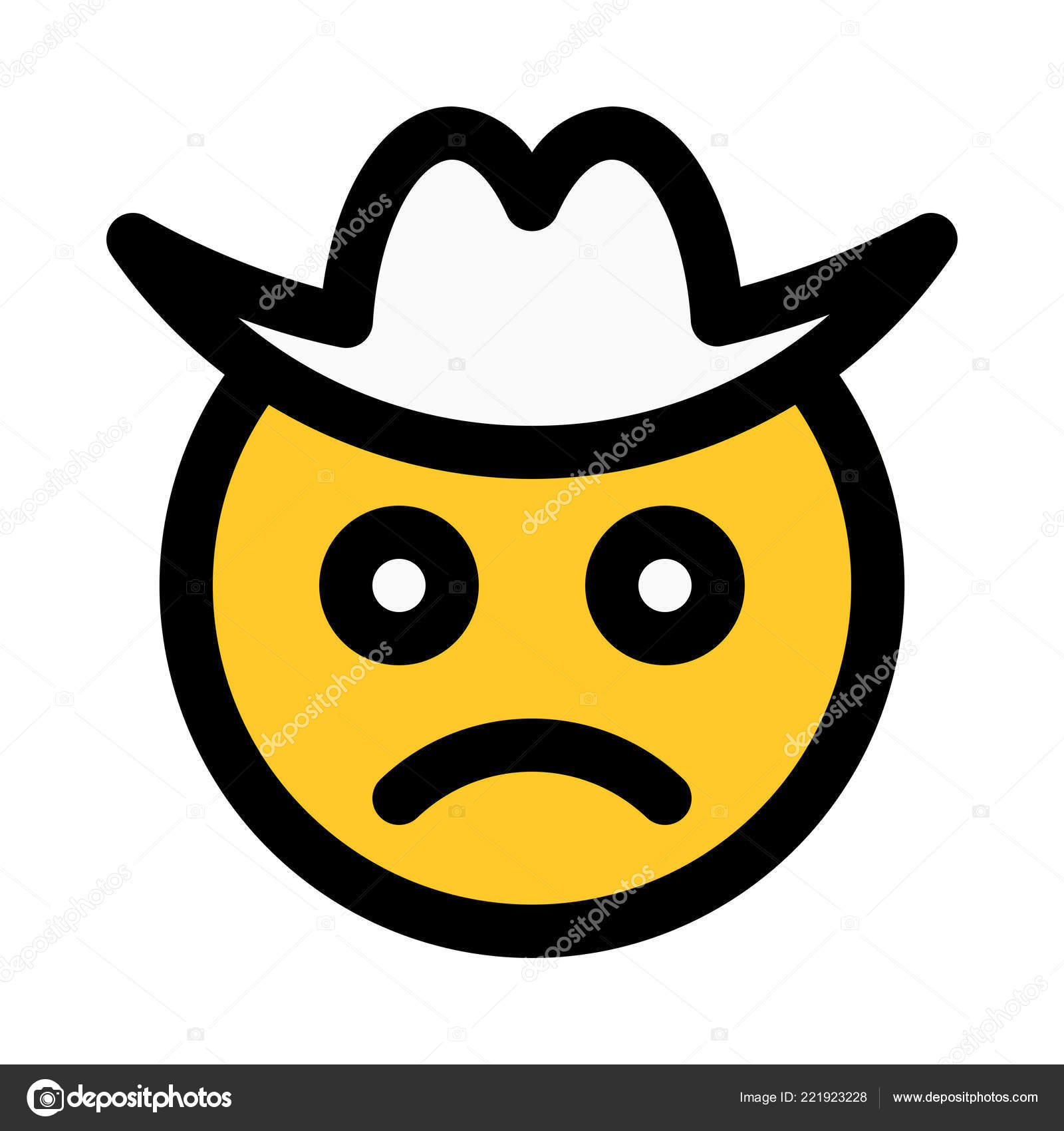 Sad Cowboy Emoji Copy : Line editable linear thin icons. 