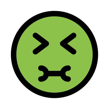 Yeşil kusmuk yüz emoji, renkli vektör çizim