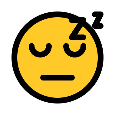 Uyuyan yüzünü emoji, renkli vektör çizim