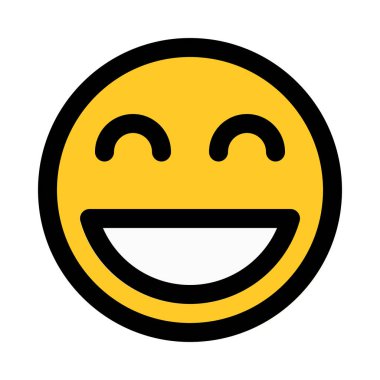 Açık ağız, renkli vektör çizim ile gülümseyen emoji