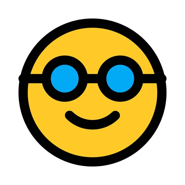 Emoji Nerd Con Gafas Sol Ilustración Vectorial Colorido — Vector de stock