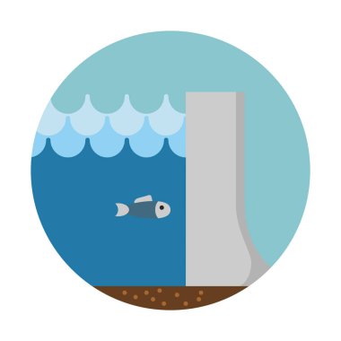 Hidroelektrik barajı, temiz enerji simgesi, basit vektör çizim