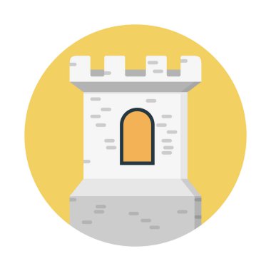 Tarihi kale kule simgesi, basit vektör çizim