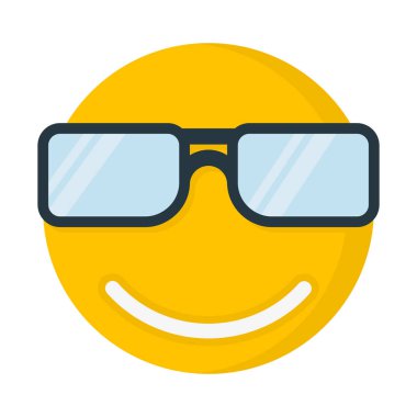 Sunglass emoji simgesi, basit vektör çizim