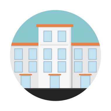 Şehir merkezi ofis bina simgesini, basit vektör çizim