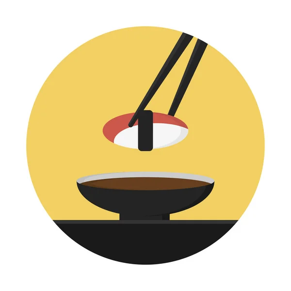 Sushi Mariscos Con Icono Palillo Ilustración Vectorial Simple — Vector de stock