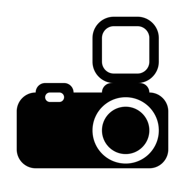 Camera Met Externe Flits Pictogram Eenvoudige Vectorillustratie — Stockvector