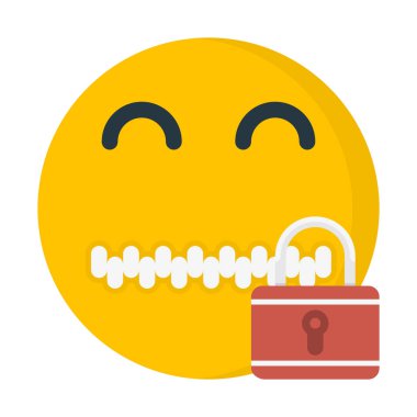 fermuar ağız emoji simgesi, basit vektör çizim