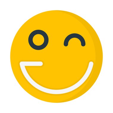 Wink emoji simgesi, basit vektör çizim