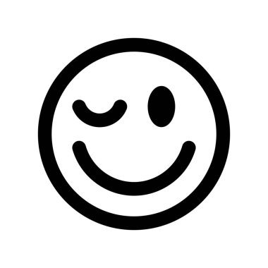 Winky yüz emoji simgesi, basit vektör çizim