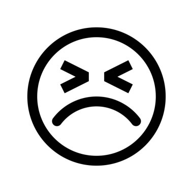 Huysuz yüz ifadesi emoji simgesi, basit vektör çizim