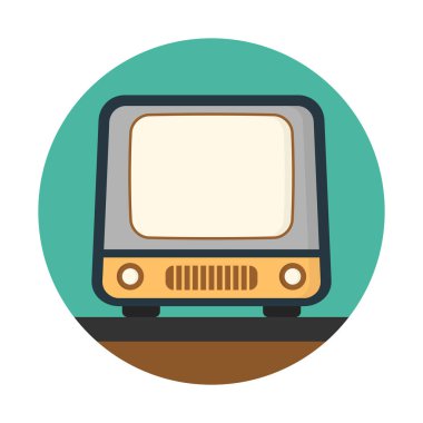 Vintage tv simgesi, basit vektör çizim