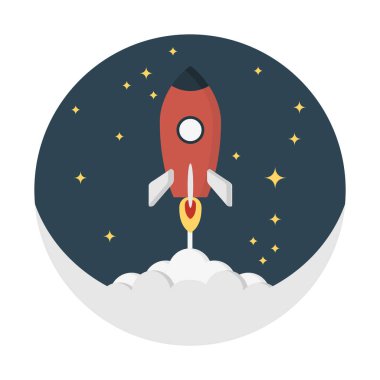 Uzay roket fırlatma simgesi, basit vektör çizim