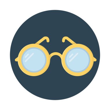 Yuvarlak çerçeve güneş gözlüğü simgesi, basit vektör çizim