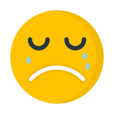 ağlayan emoji simgesi, basit vektör çizim
