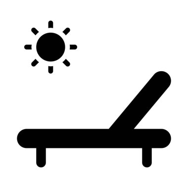 Güneşlenmek lounge simgesi, basit vektör çizim katlama