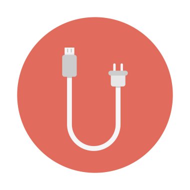 Kablolu şarj kablosu simgesi basit vektör çizim