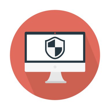 Masaüstü güvenlik duvarı koruma simgesi, basit vektör çizim