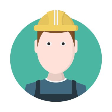 İnşaat işçisi avatar simge, basit vektör çizim