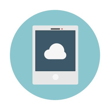 Tablet pc simgesi, basit vektör çizim üzerinde bulut servisi
