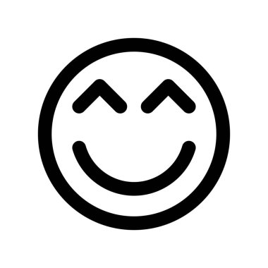 Kiki emoji simgesi, basit vektör çizim gülüyor