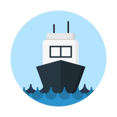 Deniz simgesinde, basit vektör çizim yelkenli gemi