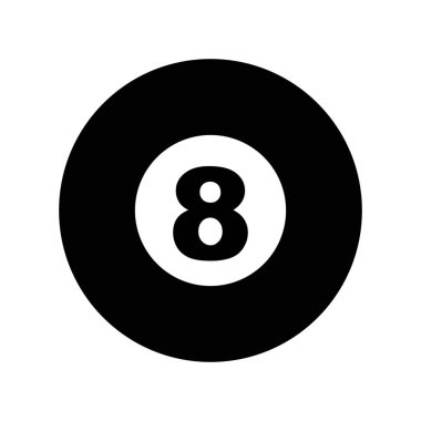 Bilardo topu - sekiz sayı simgesi, basit vektör çizim
