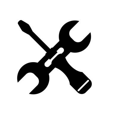 İngiliz anahtarı ve tornavida - ayarlar simgesini, basit vektör çizim