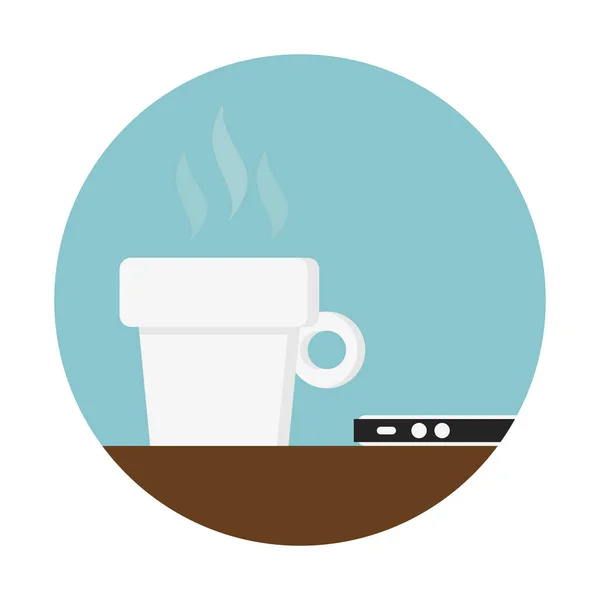 Ζεστός Καφές Σερβίρεται Εικονίδιο Αφηρημένη Διανυσματικά Εικονογράφηση — Διανυσματικό Αρχείο
