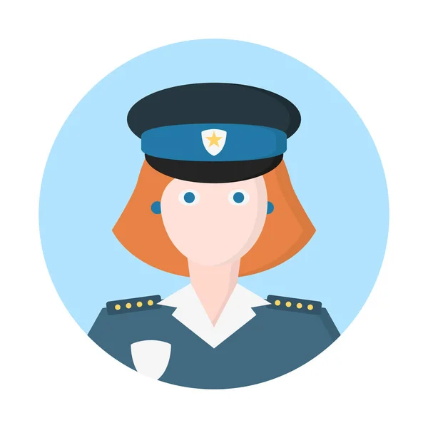 Oficer Policji Ikona Kobieta Proste Wektor Ilustracja — Wektor stockowy