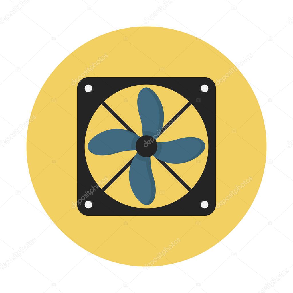 Computer exhaust fan icon, simple vector illustration